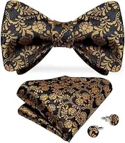 [bns7fapq] Men's Fashion Bow Men's Formal Dress Wedding Set Pocket Cufflinkle Men's Fashion Gift (Color : Yellow Size : One Size)