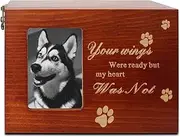 Pet Urns for Dog or Cat Ashes, Pet Cremation Urns with Photo Frame, Pet Memorial Keepsake Cat or Dog Memory Box with Black Flannel as Lining, Loss Pet Sympathy Remembrance Gift(Wooden)