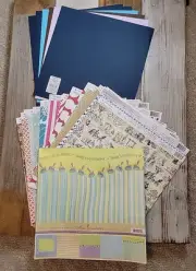 Mixed Lot Scrapbook Paper Pages Miss Elizabeth's + Recollections Prints & Solids
