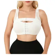 Womens' Front Closure Post-Surgery Posture Corrector Bra - White