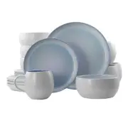 Elama Round Stoneware Mocha Collection Contemporary Dinnerware Dish Set, 16 P...