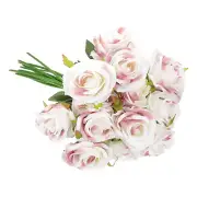 15pcs Fake Roses, Roses Artificial Flowers Silk Roses, Gradient Light Pink