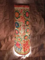 Original Indian Handicraft Ramayana Theme Leather Puppetry Floor Table Lamp Deco