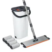 Mop and Bucket with Wringer Set for Home, Durable and Sturdy Aluminum Flat Mo...