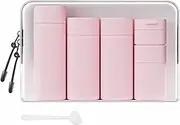 Travel Bottles for Toiletries, 5 Pack Travel Size Containers, TSA Approved Leak Proof Refillable Portable Toiletry Bottles Set with Clear Toiletry Bag for Shampoo Conditioner, Lotion (Pink)