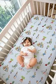 The Booktales Peter Rabbit Nursery Crib Set Handmade Beatrix Potter Fitted Crib Sheet Pillow Case Bedding Set