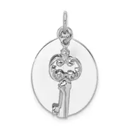 Sterling Silver Rhodium-Plated Key Charm