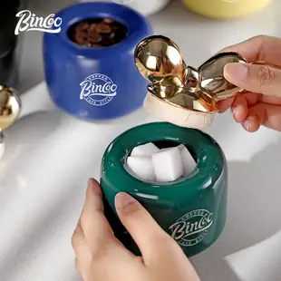 BINCOO 咖啡糖缸 方糖罐子 咖啡豆密封罐 家用保鮮儲物罐 小型糖盅陶瓷 200ML
