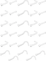[ZAMXHUG] 20G Plastic Nose Stud Hide Piercing for School, 7 mm Plastic Clear Nose Piercing, Corkscrew, L Shape, Clear Piercing Retainers, Jewellery Set for Women Men, 30 Pieces, Universal, Plastic