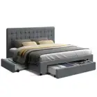 Bed Frame King Size with 4 Drawers Grey AVIO Artiss