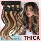 Clip In THICK Remy Human Hair Extensions One Piece Weft Full Head Long Straight