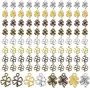 [PH PandaHall] 120pcs Clover Charms 2 Styles Shamrock Charms 4 Colors Four Leaf Charm Lucky Clover Pendants Metal Charm Alloy Pendant for St. Patrick's Day Necklace Bracelet Jewelry Making, Alloy, No