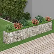 Raised Garden Bed, Elevated Planter Box Plant Container Gabion Galvanised Iron 330x50x50 cm