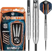WINMAU Darts - Vendetta 24g 80% Tungsten Darts Set – High-Density Tungsten Dart Construction, Precision Steel Tips, Flights – Professional Dart Set - Competitive Play & Practice