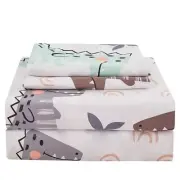 Dinosaur Sheet Set Full Size, 4 Piece Palm Tree Printed Microfiber Bed Sheets...