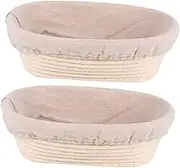 2 Sets Oval Rattan Proofing Basket Sourdough Fermentation Baskets with Removable Cloth Liners for Home Bakers and Dough Natural Easy to Clean