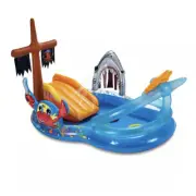 Summer Waves Pirate Ship Kids Swim Center Inflatable Swimming Pool Slide New