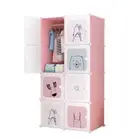 Portable Cubes Wardrobe Clothes Closet Storage Shelf Cabinet Organiser Pink