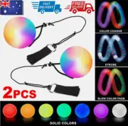 2X LED Glow Thrown POI Balls Multi-Colored Light up Belly Dance Hand Performance