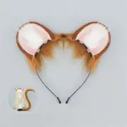 Animal Cosplay Costume Faux Furs Cats Foxes Wolf Furry Tail and Ear Headband Set