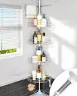 ALLZONE Corner Shower Caddy Tension Pole 4-Tier Adjustable Shower Shelves Rus...