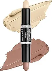 Wet 'n' Wild MegaGlo Dual-Ended Contour Stick, 2-in-1 Contour Stick with Contouring Shade and Highlighter, Easy-to-Blend Formula, for a Defined and Chiseled Look, Light/Medium, 8 g (Pack of 1)