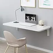 Floating Wall Mounted Wood Folding Computer Desk with Accessories Ideal for Home Office Laundry Room Bar Kitchen Dining Study or Workbench 120x30cm/47x12in