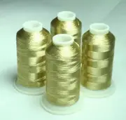 NEW WHITE GOLD METALLIC MACHINE EMBROIDERY THREAD KIT