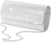 [lovyoCoCo] Evening Bag Clutch Purses for Women, Ladies Sparkling Party Handbag Wedding Bag silver Size: Large
