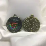 Kaleidoscope~ Tree Of Life Glass Cabochons 1" Bronze Bezel Pendant New 1479