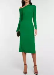 Tom Ford Long-sleeved Green jersey midi dress- With Tags- RRP$2,600 AUD