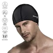 Men Women Free Size Waterproof PU Coated Swim Cap Long Hair Ears Protection Hat