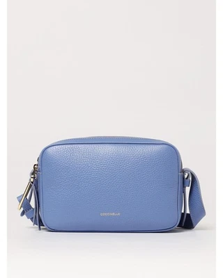 Coccinelle Pebbled Leather Crossbody Bag Women Gnawed Blue Mini Bags