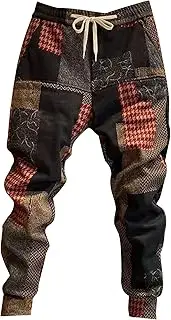 [Generic] Men's Baggy Sweatpants Elastic Waist Drawstring Pants for Men Casual Tapered Stretchy Retro Graphic Jogger Pants