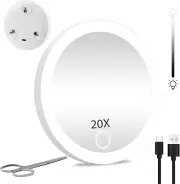 20X Magnifying Makeup Mirror with Lights 4'' Travel Magnification Mirror 20X Lig