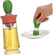 Glass Olive Oil Dispenser Bottle With Silicone Brush 2 In 1, Silicone Dropper Measuring Oil Dispenser Bottle for Kitchen Cooking, Frying, Baking, BBQ Pancake, Air Fryer, Marinating