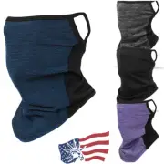 1/2Pack Breathable Non-slip Bandana Neck Gaiter Scarf Face Cover with Ear Loops