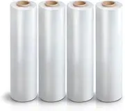 4 Rolls Clear Stretch Film 500mm x 400m Pallet Shrink Wrap Hand Roll for Boxes/Cartons [Thickness 25UM]