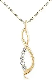 [Angara] Natural Diamond Infinity Swirl Journey Pendant Necklace in Sterling Silver/14ct Solid Gold for Women | April Birthstone Jewellery for Her