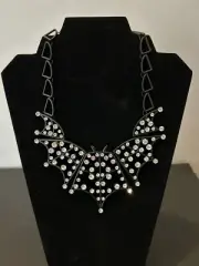Betsey Johnson Black Bat Rhinestone Bling Statement Bib Necklace Halloween NWT!