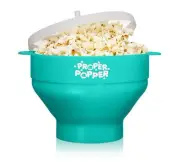 Original Proper Popper Silicone Microwave Popcorn Maker Collapsible Bowl Aqua