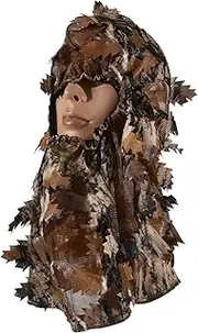 [Generic] Ghillie Hunting Camouflage Leaf Headgear Net Hunting Accessories for Men Breathable Polyester One Size Fits All Green Spring Low Autumn Tree Low