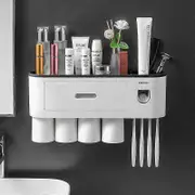 4pcsToothbrush Holder - Wall Mounted Toothbrush Holder - Punched Automatic Toothpaste Dispenser Gargle Wall Mounted Toilet Brushing Cup