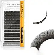 NAGARAKU Flat Ellipse Eyelash Extensions Supplies 0.20 C curl 8-12mm Mix Natural Grey Black Faux Mink Super Soft Split Tips Individual Classic Lashes Extensions Supplies Professional Makeup