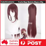 Anime Puella Magi Madoka Magica Sakura Kyouko Cosplay Wig Dark Red Ponytail Hair