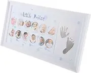 Alipis Baby Monthly Milestone Frame Inkless Handprint Footprint Kit for Nursery Decor