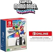 Nintendo Switch OLED Model White Super Mario Bros. Wonder + NSO 12 Months Hardware Bundle - Nintendo Switch