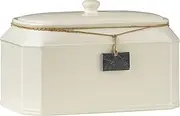 Premier Housewares Rural Touch Dolomite Bread bin Tagged Biscuit Tin with Lid Biscuit Jar Crock Bread Basket Bread Storage Cream 23H x 35W x 24D cm