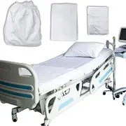 JuGeoZhi 3pcs Hospital Bed Sheet Set - 1 Fitted Bed Sheet, 1 Flat Bed Sheet, 1 Pillow Case, for Home, Hospital, Hotel, 35 x 79 x 11 Inch