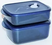 [Tupperware] Set of 2 Vent N Serve Medium Rectangles 2.5 and 4 Cups Indigo Blue
